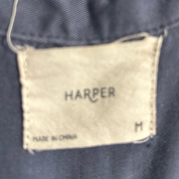 Harper Francesca's Blue Button Down Long Sleeve Viscose Roll Tab Sleeve Medium - Picture 5 of 7